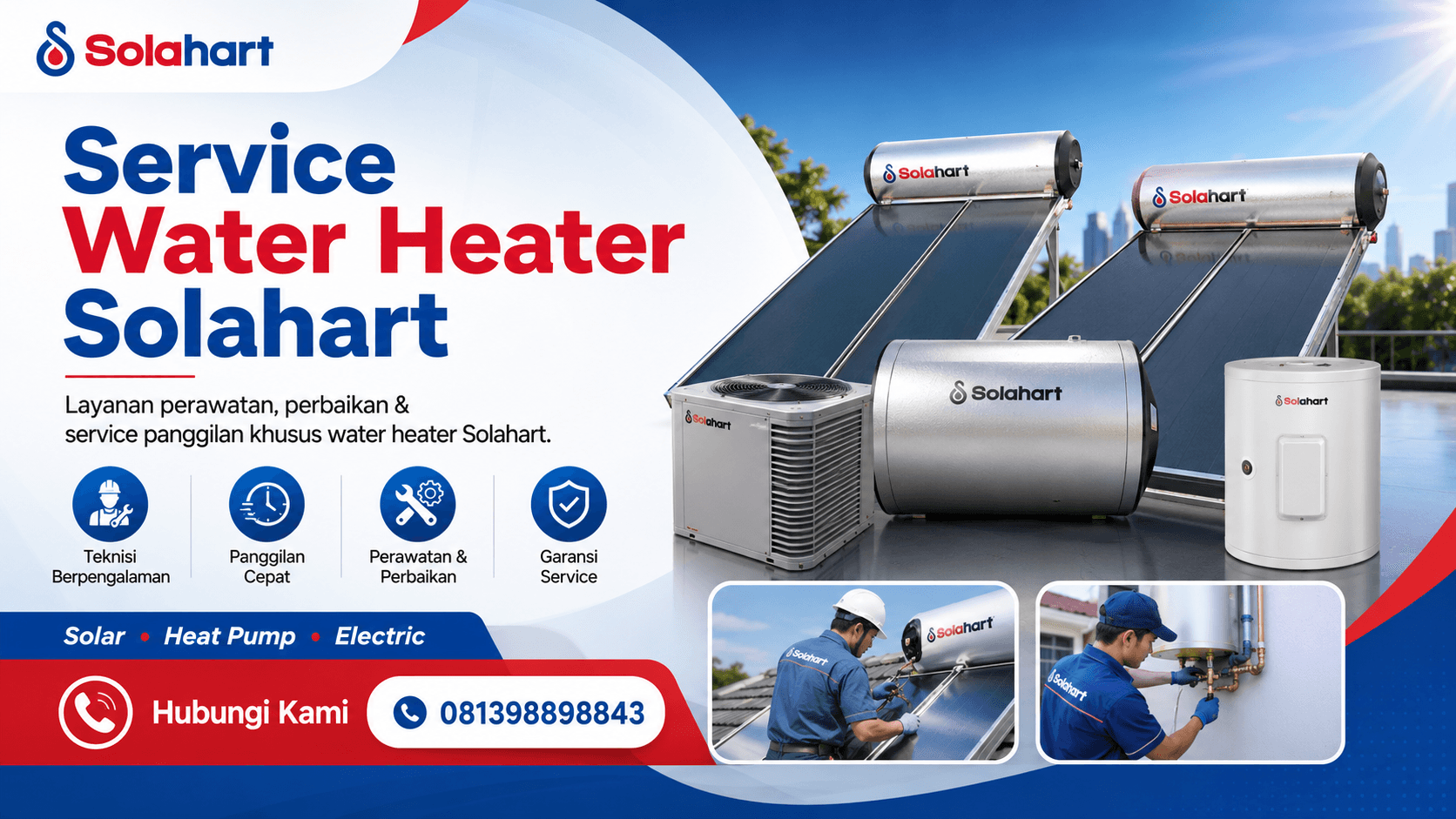 Service Water Heater Solahart — perawatan, perbaikan, dan service panggilan profesional